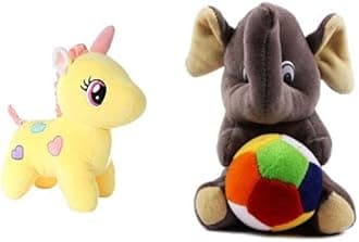 Babique Unicorn Stuffed Soft Toy Plush for Kids Baby Boy Girl Birthday (25Cm -Yellow) Elephant Stuffed Soft Toy Plush for Kids Baby Boy Girl Birthday (19cm)