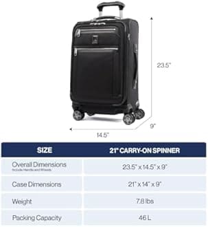 Travelpro Platinum Elite Softside Expandable Luggage, 8 Wheel Spinner Suitcase, USB Port, Fits up to 15" Laptop, Men and Women, Business Plus, Rich Espresso Brown, Carry-On 21-Inch, Platinum Elite
