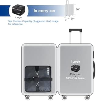 Grand Fusion Stow-N-Go Travel Luggage Organizer – Portable Hanging Travel Shelves, Carry-On Closet Organizer, Hanging Packing Cubes, Collapsible Carry-On Organizer for Cruises & Hotels. Black - L