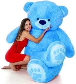 OSJS Toys Very Soft Lovable/Fluffy/SpongyHuggable Cute Teddy Bear with Neck Bow for Girlfriend/Birthday Gift/Boy/Girl/Valentine/Anniversary (Blue (Print), 4 Feet)