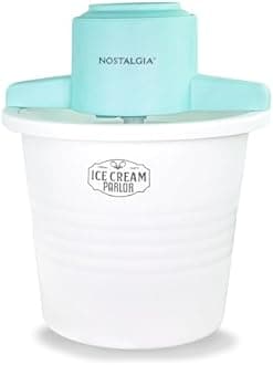 Nostalgia Electric Ice Cream Maker – Parlor Style, Old Fashioned Soft Serve Ice Cream Machine Makes Frozen Yogurt or Gelato in Minutes - Fun Kitchen Appliance – White - 4 Quart