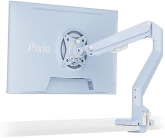 Pixio PS1S Wave Blue Single Monitor Arm Stand Desk Mount - Fits up to 32 inches Monitors and up to 19.8lbs. VESA Compatibility and Integrated Cable Management