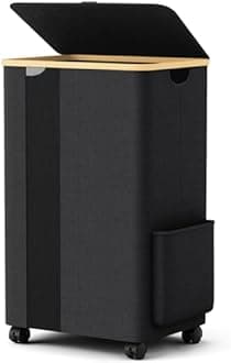 BlissTotes Laundry Basket Laundry Hamper with Lid, Collapsible Laundry Hampers, Laundry Bin, Clothes Hamper Basket with Internal Support & Wheels & Handles for Bathroom, Bedroom (100L, Gray)