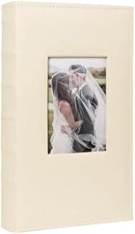 Photo Album 4x6 300 Photos, Leather Cover with Front Window for Wedding Family Graduation Anniversary Baby Holds 300 Horizontal 4x6 Pictures (Beige)