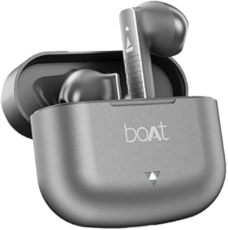 Boat Airdopes 91 Prime, 45HRS Battery, 13mm Drivers, Metallic Finish, Low Latency,ENx Tech, Fast Charge, v5.3 Bluetooth Earbuds, TWS Ear Buds Wireless Earphones with mic (Sonic Silver)
