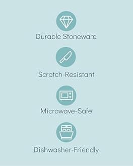 Stylish Stoneware Dinner Set - 6-Piece Deep Plates Set - Featuring Ibiza Series Deep Plates - Elegant Pasta and Soup Bowls for 6 - Pure Living Collection in Aquamarine