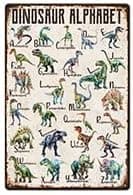 SUPERDANT Dinosaur Metal Signs Dinosaur Alphabet Tin Signs Dinosaurs Vintage Decor Wall Plaques Man Cave Sign for Home Livingroom Boy's Bedroom Retro Decor Housewarming Gift