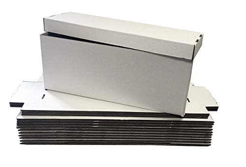 Max Protection Comic Book Storage Box - 2 Count Long Comic Book Boxes with White Corrugated Cardboard - Stackable Bin, Thick Case, Book Containers with Lid - Ideal for Comics, Magazines, Collectibles