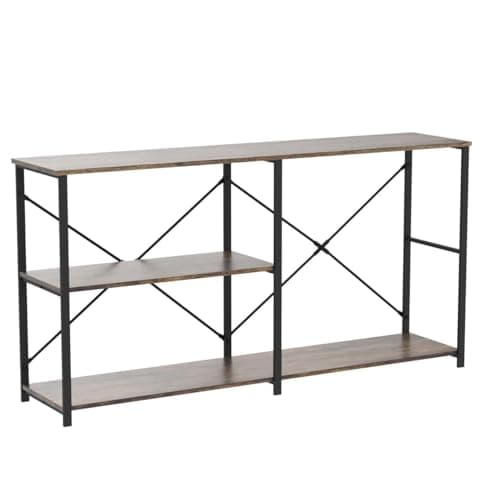 SHOCOKO Console Table for Entryway, Rustic Long Sofa Table with Shelf, Industrial Storage Entryway Hallway Tables, 63 Inch Rustic Brown