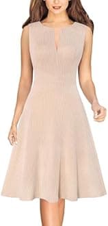 VFSHOW Womens Elegant Front Zipper Slim Work Business Office Party Cocktail Skater A-Line Dress