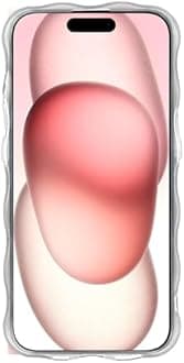 Mouzor Cute Case for iPhone 15, Colorful Retro Oil Painting Printed Flowers Case, Fashion TPU Floral Laser Beam Glossy Pattern Curly Waves Frame Shockproof Protective Case Cover for Girl Women