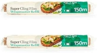 LAKELAND 2 Pack Super Cling Film Wrapmaster Dispenser Refill Rolls 30cm x 150m Each