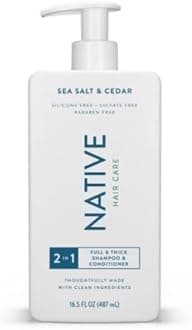 Native - Hair - 2 in 1 - Shampoo and Conditioner - Sea Salt & Cedar - Contain Naturally Derived Ingredients | All Hair - Silicone, Sulfate and Paraben Free - Full & Thick - 16.5 FLOz - (Pack of ONE)