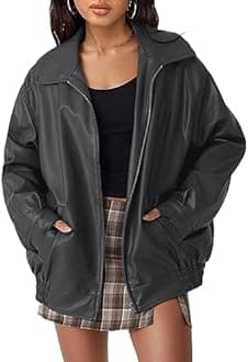 AUTOMET Womens Oversized Leather Jackets Faux Suede Fall Fashion Motorcycle Coats Winter Outfits Clothes Y2k Tops