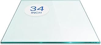 Dulles Glass 34 inch Square Glass Table Top - Tempered - 1/2" Thick Glass Surface, Safe Flat Polished, Eased Corners, Multipurpose for Dining Table, Patio, Coffee and End Table