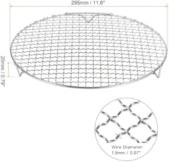 HARFINGTON 2pcs Round Cooking Rack 11.6-inch 201 Stainless Steel Cross Wire Barbecue Grill Net with 20mm Legs for Cooking Baking Steaming BBQ