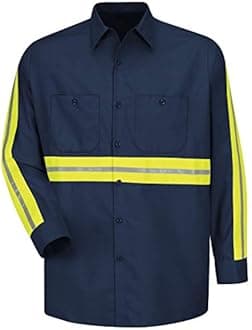 Red Kap Men's Enhanced Visibility Industrial Work Shirt, Grey with Yellow/Green Visibility Trim, 4X-Large