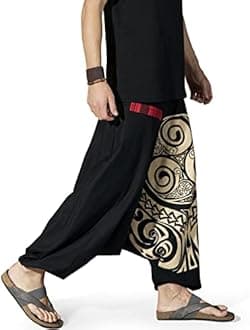 Boho Pants Elastic Ankle Harem for Men, Oversized Exercise Pajama Jogger Loose Boho Aladdin Pant
