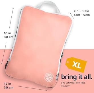 Large Packing Cubes for Travel-Extra Large Compression Packing Cube Luggage Organizers 7 Piece Set-Ultralight, Expandable/Compression Bags for Clothes by TRIPPED Travel Gear (Dusty Rose)