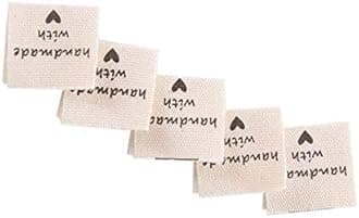 Susuntas 100 Pieces Handmade Fabric Labels Tags Clothes Labels, Handmade Fabric Labels, Embroidered Fabric Labels Tags, Handmade Labels Sewing DIY Decor (Beige)