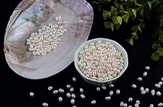 Eswala Pearls Beads for Jewelry Making 100pcs 5-6mm Natural Genuine Real Freshwater Cultured Pearl White Rice Oval Loose Gemstone Bead Holes 0.7mm Crafts Necklaces Bracelets Earrings (White, 5-6mm)
