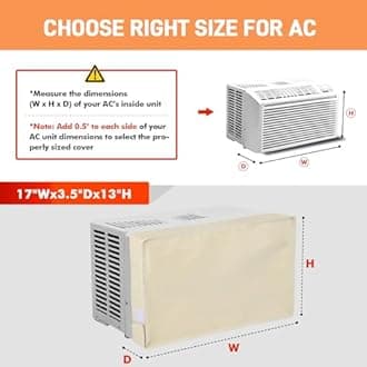 Air Conditioner Cover Indoor 17"W x 13"H x 3.5"D, Windproof and Waterproof 3 Layers Insulation Window AC Cover for Inside with Aluminum Foil and 2mm Foam, Beige