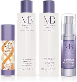 Meaningful Beauty Crème De Serum, Melon Extract Night Moisturizer + Skin Softening Cleanser + Pore Refining Toner + Ultra Lifting & Filling Treatment Melon Extract Day Serum, white