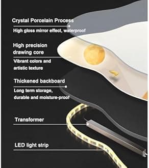 3D Wall Sculptures Art Decor with Led Light, Oriental Decor Traditional Chinese Wall Hanging Painting, Large Metal Wall Art Sculpture, for Bedroom Living Room Entrance(Multi-colored-B,50x100cm)