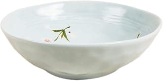 Chumbak Japanese Blossom Shallow Bowl - Blue - Porcelain Serving Dish, Dining and Tableware, Bowl for Side Dishes, Snacks, Cereal, Salad, Rice, Dessert, Dishwasher and Microwave Safe, 7.9"x7.8"x2.7"