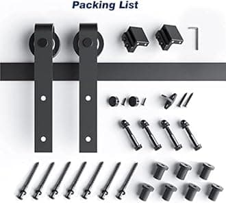 EaseLife 9 FT Sliding Barn Door Hardware Track Kit,Basic J Pulley,Slide Smoothly Quietly,Easy Install (9FT Track Kit for 54" Wide Single Door)