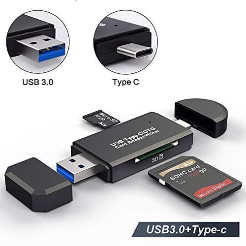 Microware USB Type C SD/Micro SD Card Reader, USB 3.0 SD Card Reader OTG Adapter for SDXC, SDHC, SD, MMC, RS- MMC, Micro SDXC, Micro SD, Micro SDHC Card and UHS-I Cards