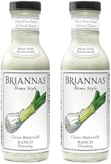 BRIANNAS - Home Style Classic Buttermilk Ranch Dressing – Fine Salad Dressing made with Premium Ingredients - Gluten Free, Kosher, & Low Sugar Dressing - 12 oz. Bottles - 2 Pack