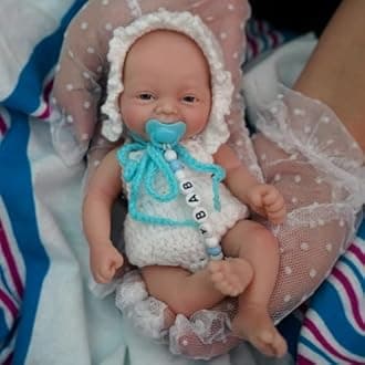 MYREBABY Baby Doll Reborn Baby Boy Silicone Doll Lvin Realistic Mini Doll Full Body Stress Relief 7 Inch