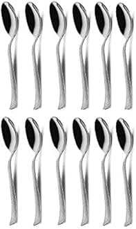 Stainless Steel Premium Spoons with Zig zag Design for Tea, Coffee, Sugar, Condiments & Spices - Set of 12, Silver