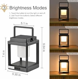 LETRY Solar Outdoor Table Lamp: Outdoor Lanterns for Patio Waterproof,Portable Rechargeable Solar Lamp
