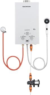 Warmiehomy 8L Portable Gas Water Heater Outdoor Camping Shower Propane Tankless Water Heater, for Outdoor Camping Shower RV Trip Horse Washing