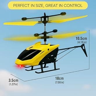Remote Control Gravity Flying Helicopter, 3D Light, Safety Sensor and Remote Operating Helicopter, Indoor and Outdoor Flying Helicopter, Rechargeable - Pack of 1 - Yellow Colour