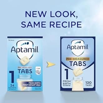 Aptamil 1 First Baby Milk Formula Pre-Measured Tabs, From Birth, 120 Tabs (Pack Of 4) - 1 Tab = 1 Scoop (23g)