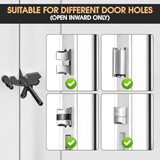 Portable Door Lock, Stainless Steel Material Anti Oxidation Electroplating, Hotel Door Locks for Travel Home Hotel Apartment Security (Grey)