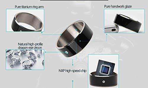 Newest Smart Wearable Ring(Black) Intelligent Magic Ring NFC Ring Mobile Phone NFC Tag Stickers Smart Ring for all of Android and Windowsphone System Mobile phones with NFC Function Nice Gift