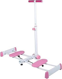 Leg Trainer Ski Machine, Leg Exercise Equipment with Handrail, Hip Trainer with Adjustable Rods, Pelvic Muscle Hip Trainer Inner Thigh Exerciser for Women (Pink)