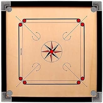 Full Size 26' Inch Carrom Board with Coins, Striker (Medium, Beige, Brown)