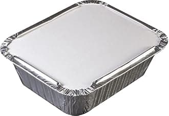 (Pack of 25) Aluminium Foil Food Containers with Lids for Catering Christmas Party Picnic & Food Storage Meal Prep Microwave Safe Disposable Tin Tray Dishes (600, Rectangular, 100, Foil Container)