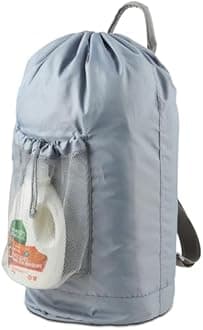 Seiritex Backpack Laundry Bag, Large Laundry Backpack with Detergent Holder and Adjustable Shoulder Straps for College Travel Dorm Room (Gray)