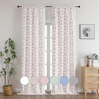 Aiyufeng Long Pink Curtains 96 Inches Long 2 Panels Set, Soft Airy Light Filtering 3D Embossed Textured Living Room Curtains, Modern Rod Pocket Curtains for Bedroom, 38" Wx96 L Inch