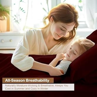 ARlinen King Waterbed Sheet Set - 4 Piece, 100% Cotton, 15 Inch Deep Pockets, Attached Design, Extra Soft Solid Burgundy Bed Sheets