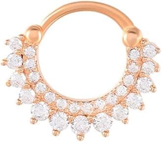 Nose Piercings 925, Double Hoop Rhinestone Nose Ring Cubic-Zirconia Sterling Silver Flower Cubic Zirconia 1MM for Women Man Jewelry Gifts