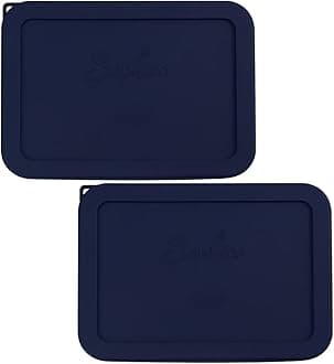 Sophico 6 Cup Rectangle Silicone Storage Cover Lids Replacement for Pyrex 7211-PC Glass Bowls, Container not Included (Navy Blue)