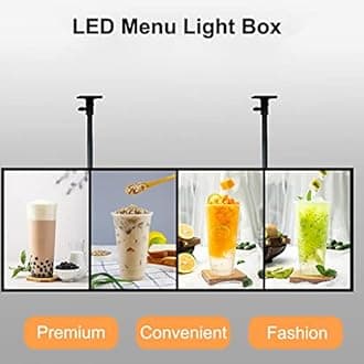 Slim Snap Frame LED Light Box, LED Restaurant Menu Board, LED Backlit Menu Board For Restaurant Cafe Shops Wall Mounted Billboard (60x50cm)