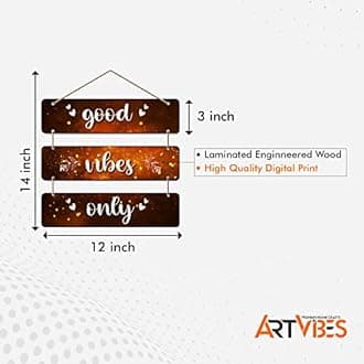 Artvibes Good Vibes Only Wooden Wall Hanger for Home Decor | Office | Gifts | Bedroom | Living Room | Quotes Decorative Items | Wall Hangings for Home Decoration | Artworks (WH_5301N)